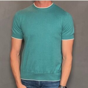 💎 N.Peal London Aqua Blue Cotton-Cashmere Tee (NWOT)‎ – Size S